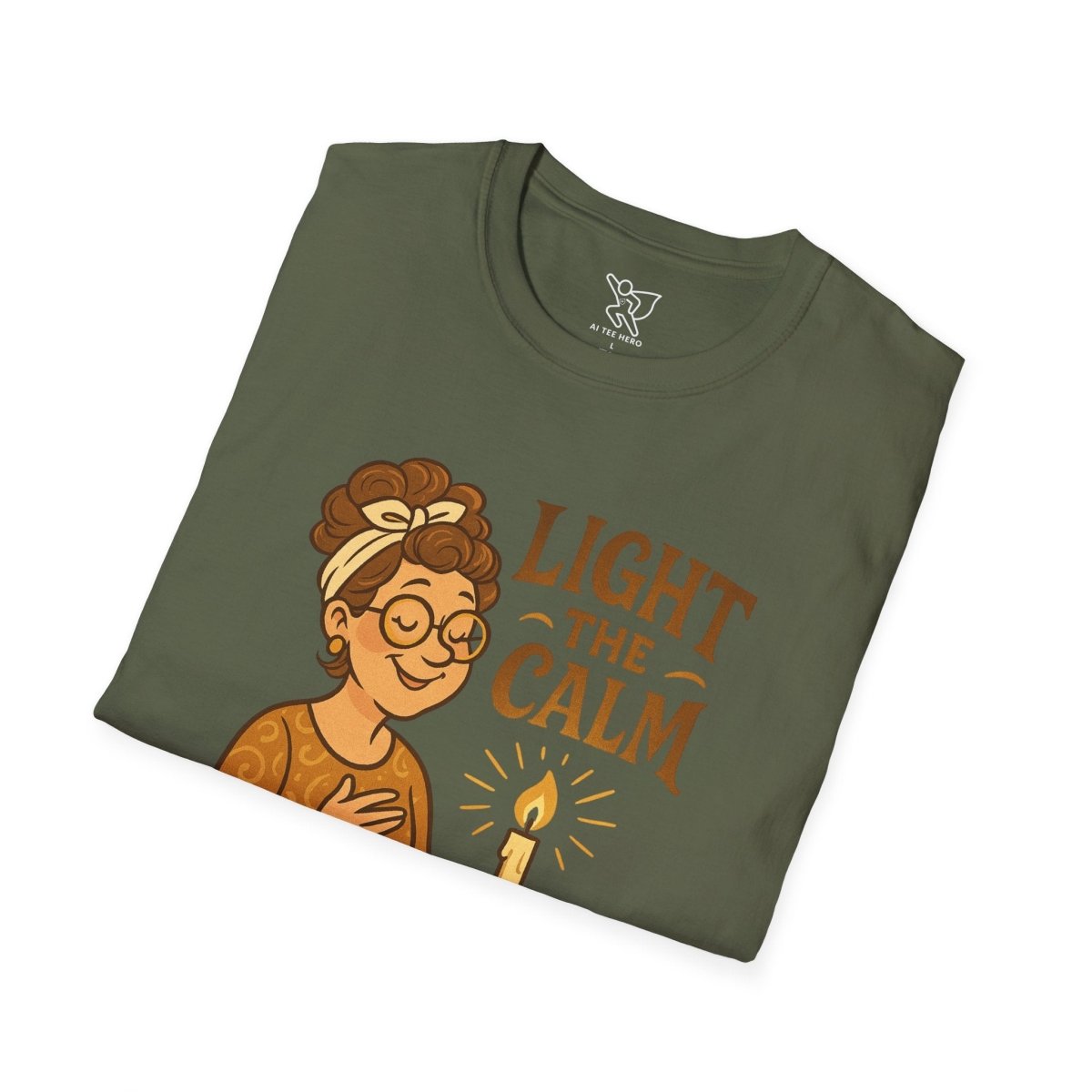 "Light the Calm" Relaxation Tee, Self - Care Apparel, Mindfulness Gift, Cozy Unisex T-Shirt - MINDSet Collection - AI Tee Hero