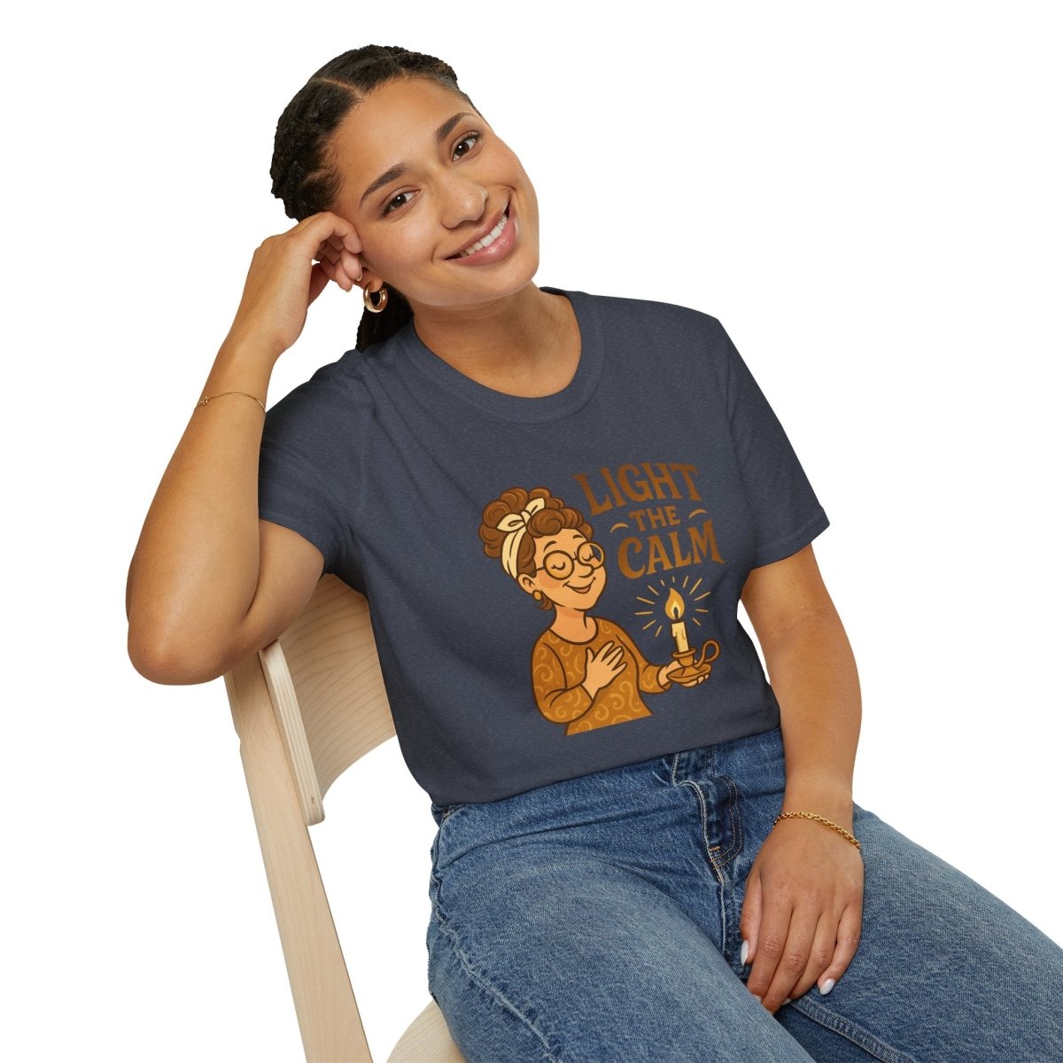 "Light the Calm" Relaxation Tee, Self - Care Apparel, Mindfulness Gift, Cozy Unisex T-Shirt - MINDSet Collection - AI Tee Hero