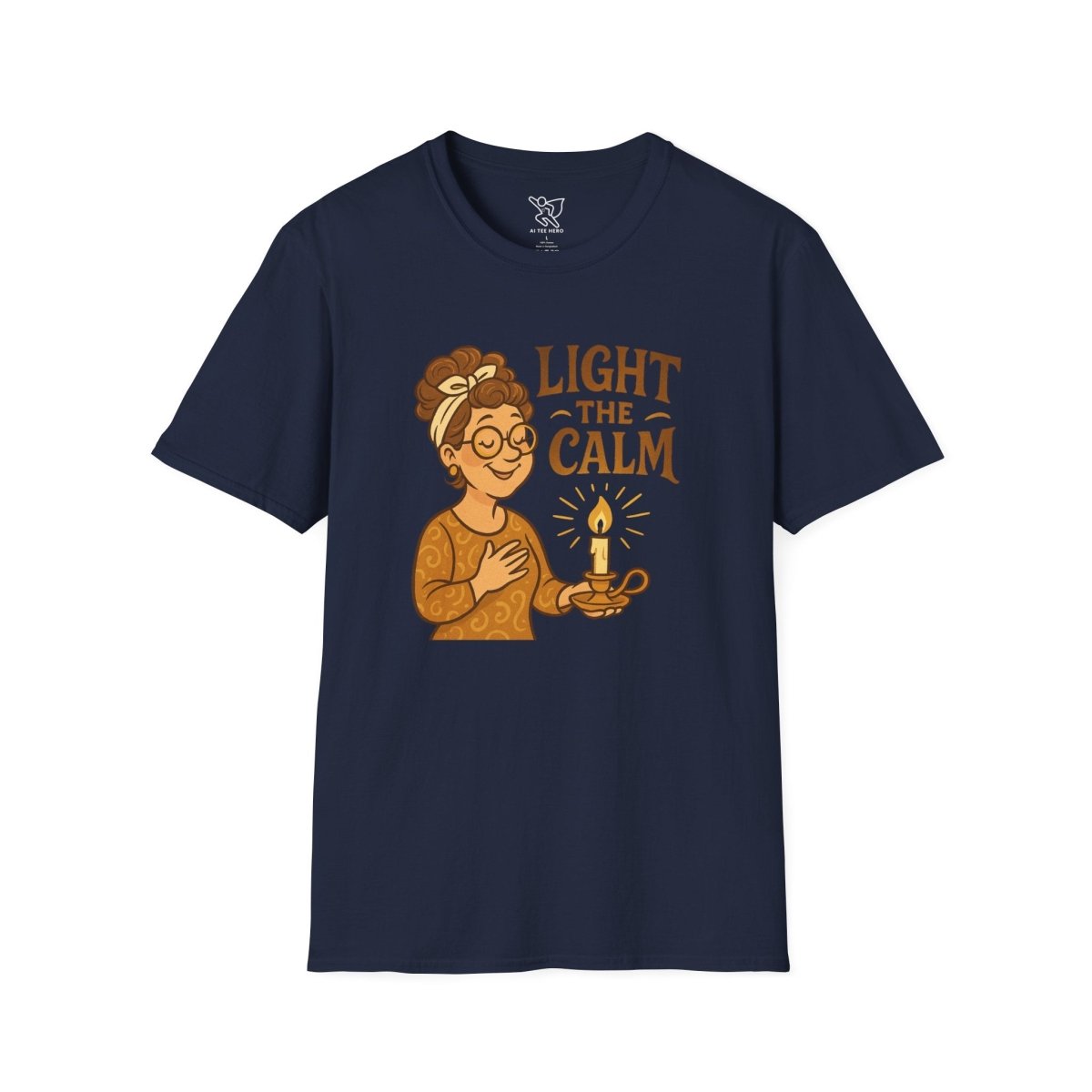 "Light the Calm" Relaxation Tee, Self - Care Apparel, Mindfulness Gift, Cozy Unisex T-Shirt - MINDSet Collection - AI Tee Hero