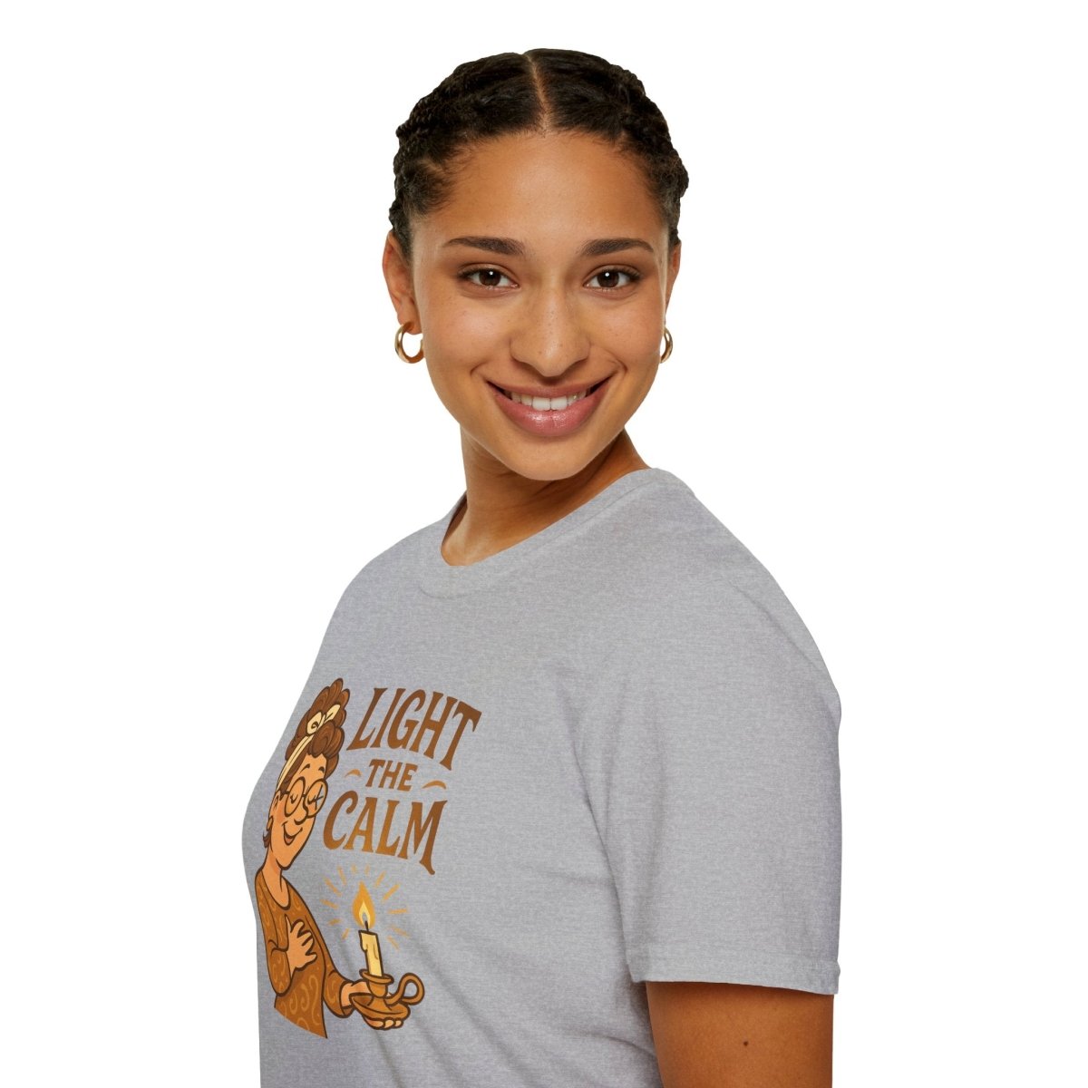 "Light the Calm" Unisex Softstyle Tee, Wellness Apparel, Cozy Gift, Self - Care Shirt, Mindfulness Clothing, Hopeful Message Tee - MINDSet Collection - AI Tee Hero