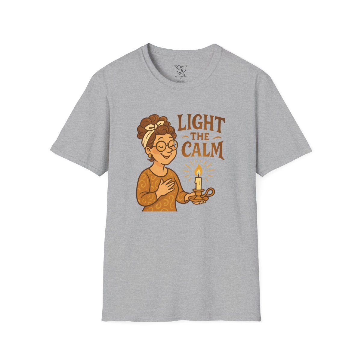 "Light the Calm" Unisex Softstyle Tee, Wellness Apparel, Cozy Gift, Self - Care Shirt, Mindfulness Clothing, Hopeful Message Tee - MINDSet Collection - AI Tee Hero