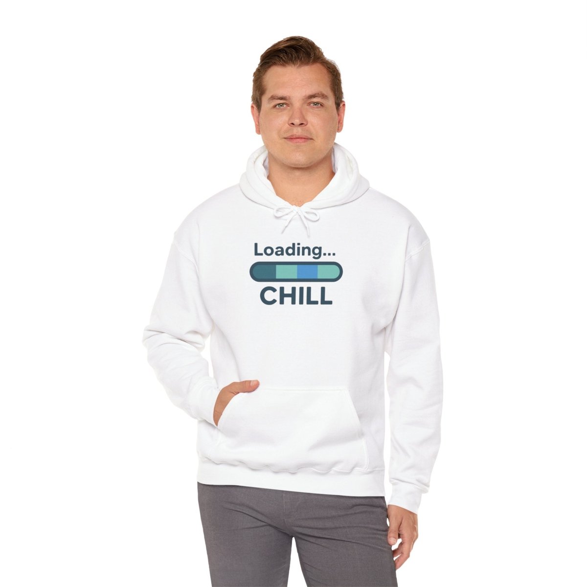 "Loading Chill" Unisex Hoodie, Cozy Sweatshirt for Relaxation, Perfect for Gifts, Chill Vibes, Casual Wear - AI Tee Hero
