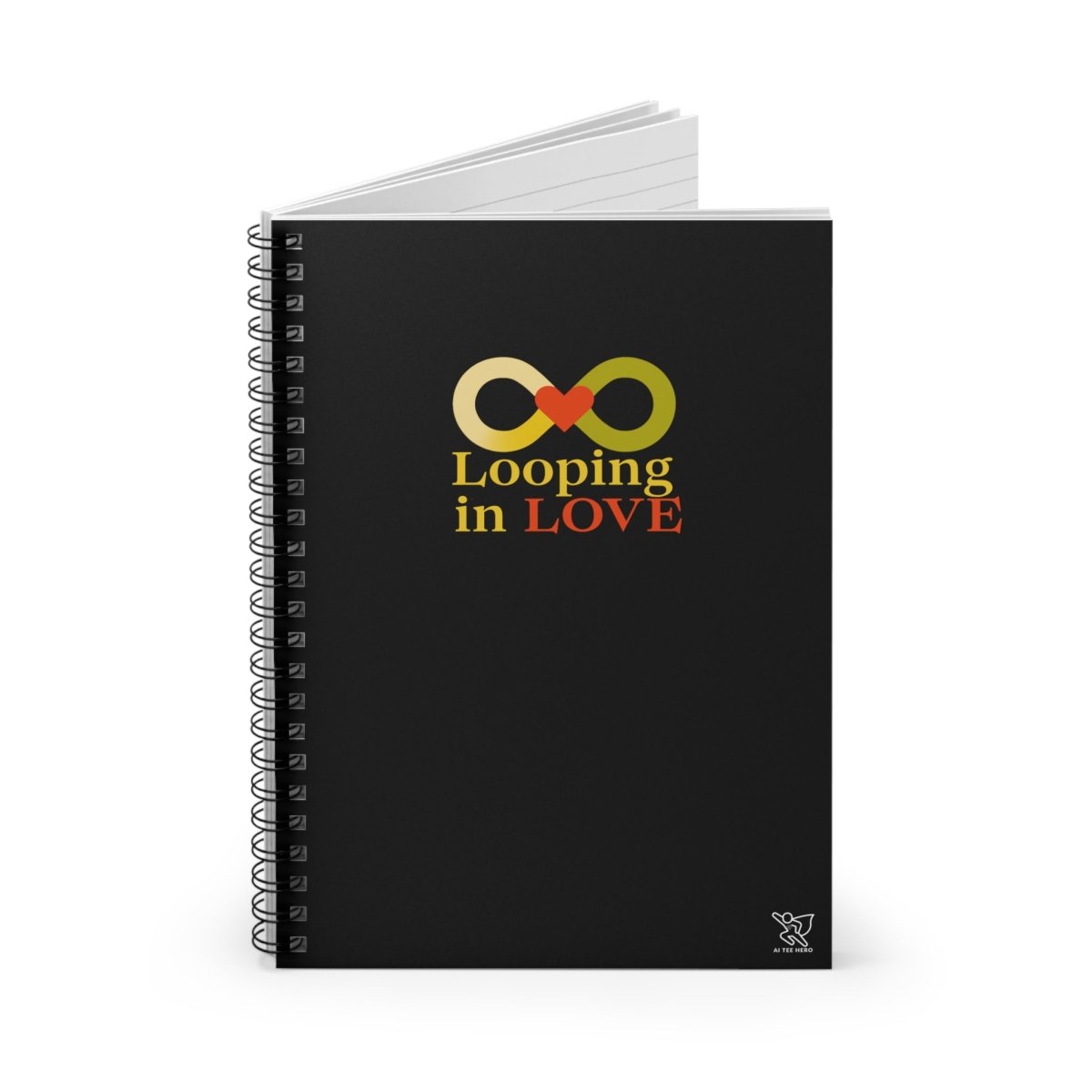 "Looping in Love" Design, Digital Era Spiral Notebook - Ruled Line Journal, Journaling, Gift for Engagement - AI Tee Hero