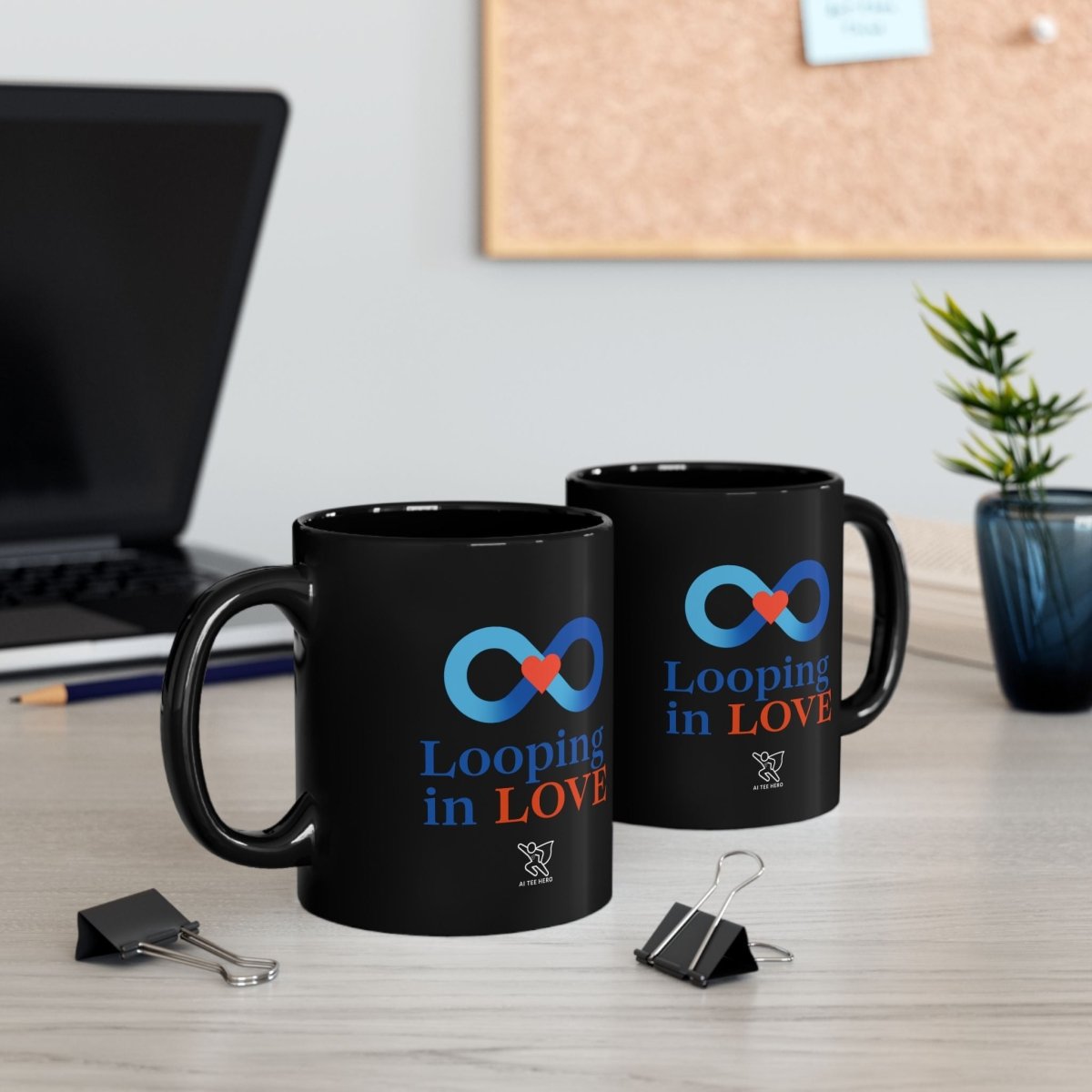 "Looping in Love" Digital Era Mug, Cute Gift for Partner, Sweetheart Coffee Cup, Valentine’s Day Present, Anniversary Mug - AI Tee Hero