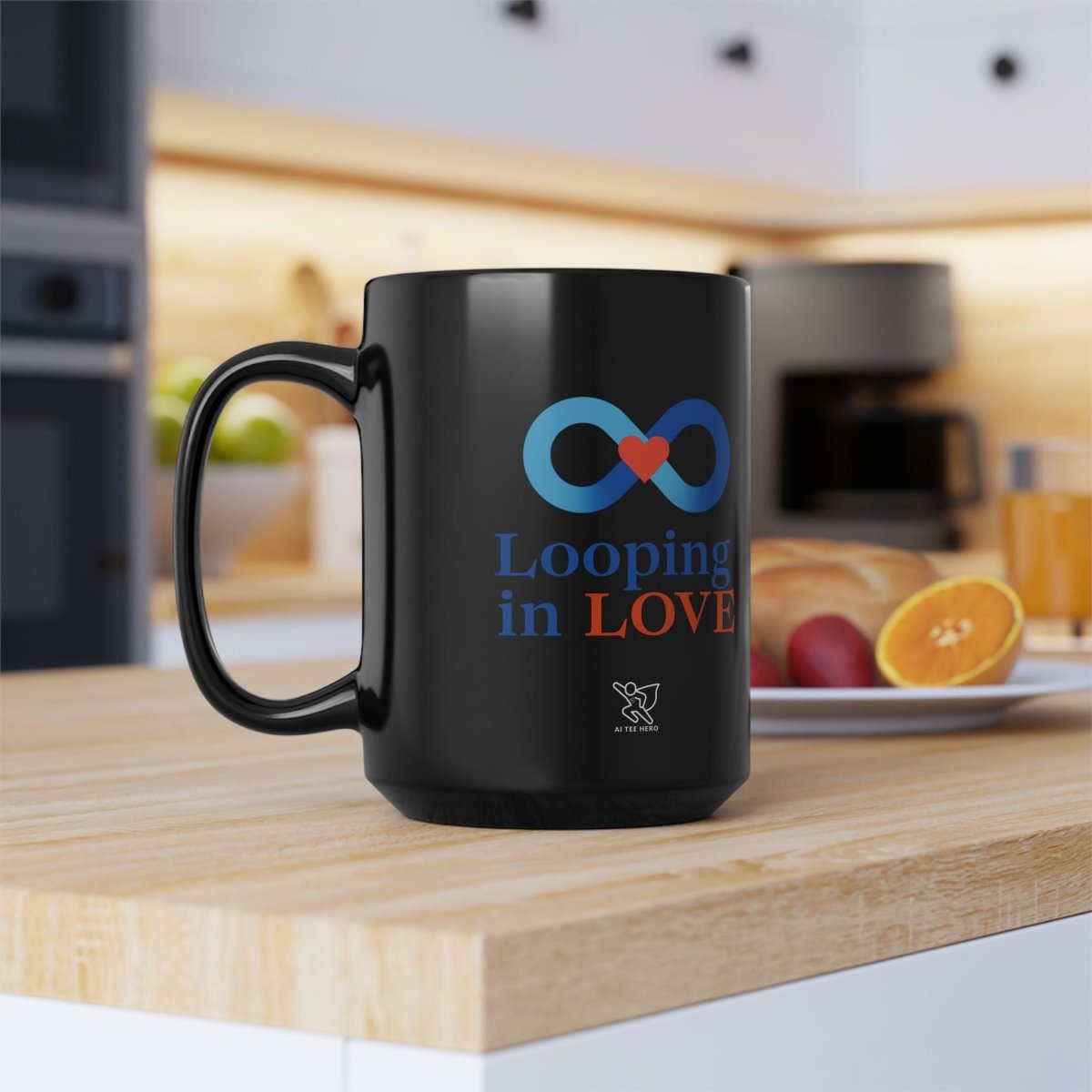 "Looping in Love" Digital Era Mug, Cute Gift for Partner, Sweetheart Coffee Cup, Valentine’s Day Present, Anniversary Mug - AI Tee Hero