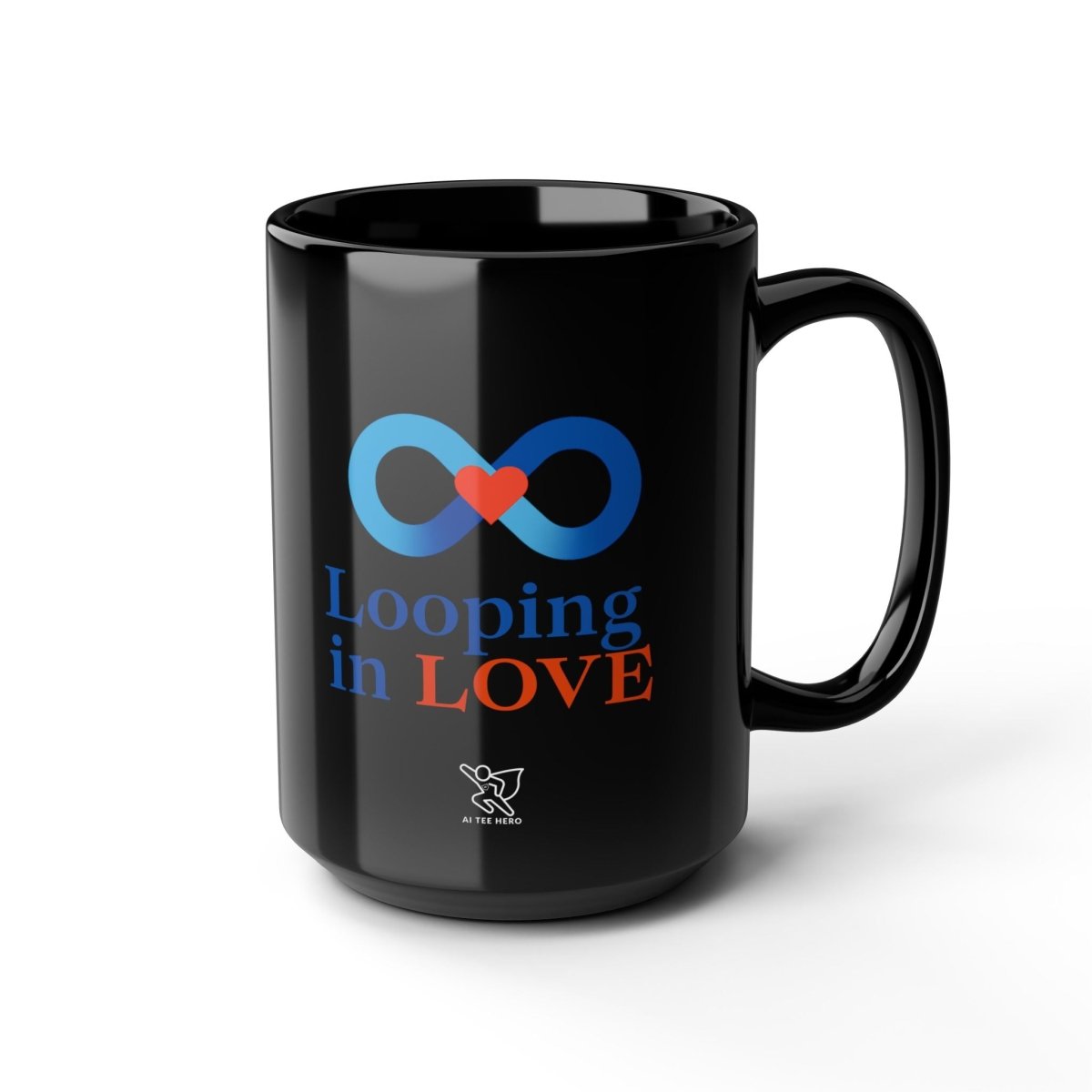 "Looping in Love" Digital Era Mug, Cute Gift for Partner, Sweetheart Coffee Cup, Valentine’s Day Present, Anniversary Mug - AI Tee Hero