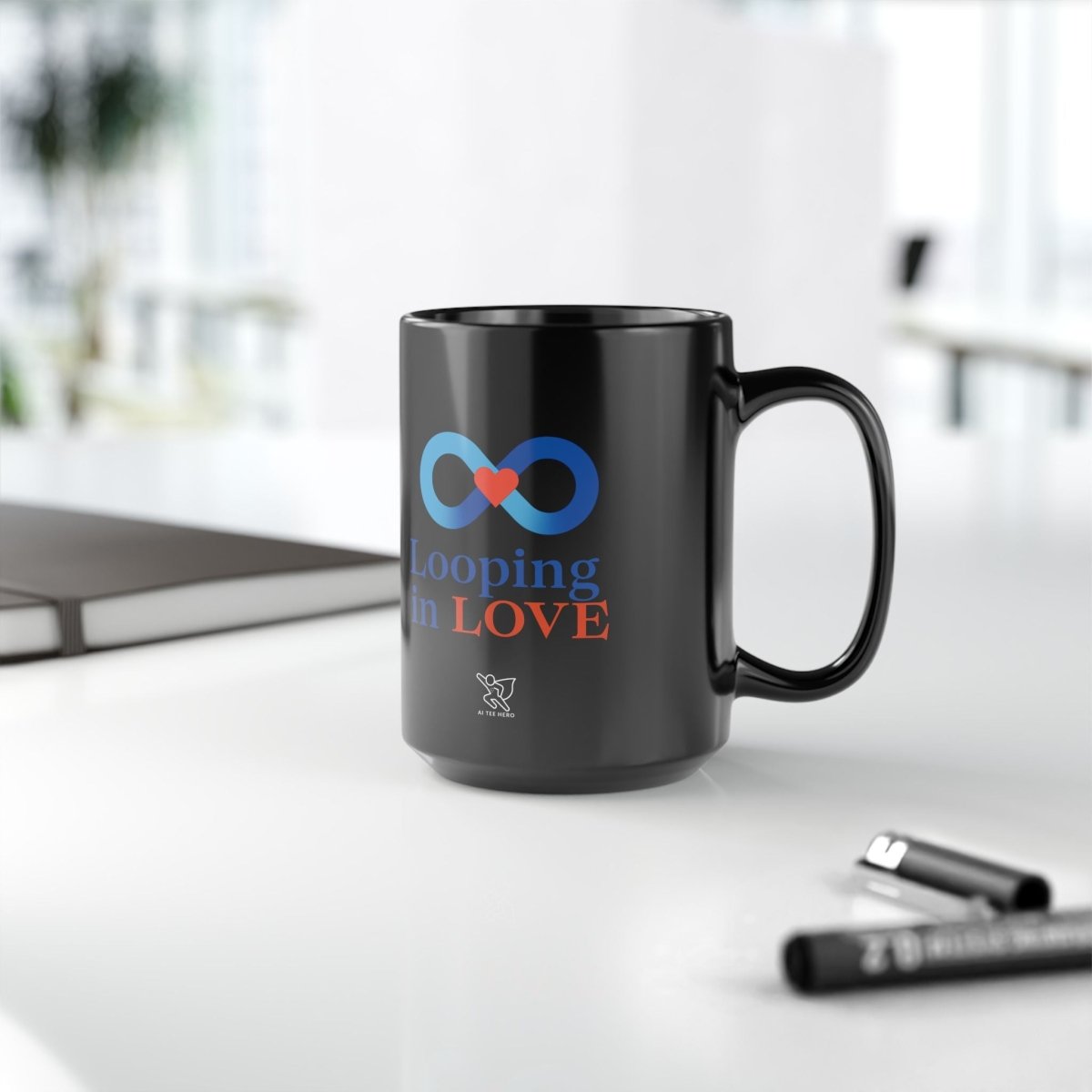 "Looping in Love" Digital Era Mug, Cute Gift for Partner, Sweetheart Coffee Cup, Valentine’s Day Present, Anniversary Mug - AI Tee Hero