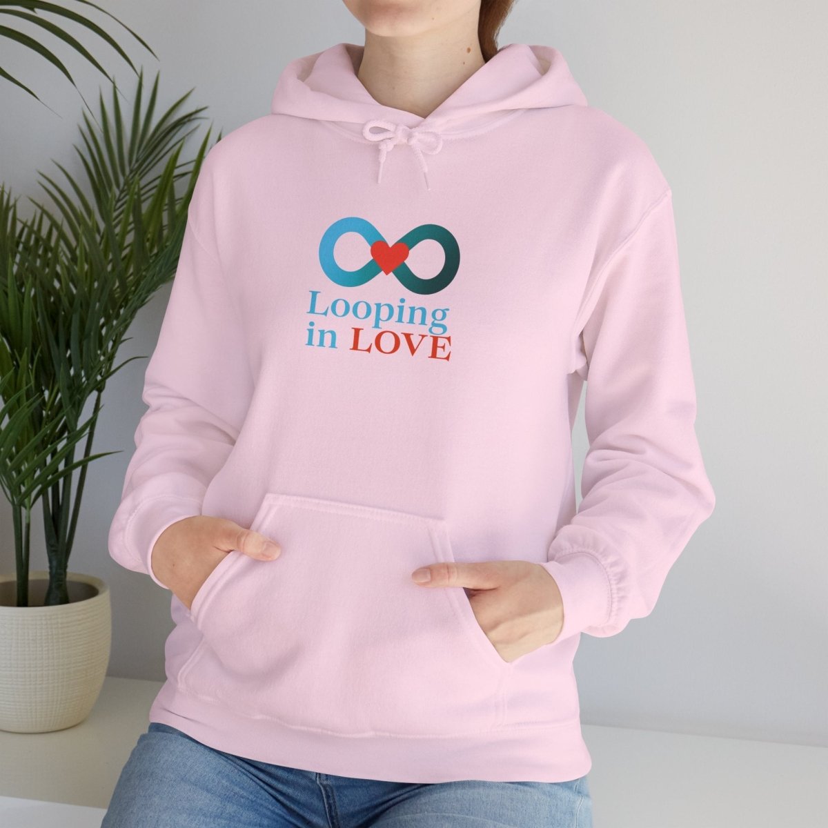 "Looping in LOVE" Unisex Hooded Sweatshirt Cozy Gift for Couples, Valentine's Day, Matching Sweatshirts, Love Apparel, Cute Hoodies - AI Tee Hero