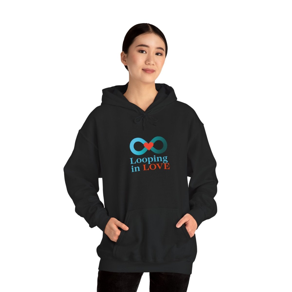 "Looping in LOVE" Unisex Hooded Sweatshirt Cozy Gift for Couples, Valentine's Day, Matching Sweatshirts, Love Apparel, Cute Hoodies - AI Tee Hero