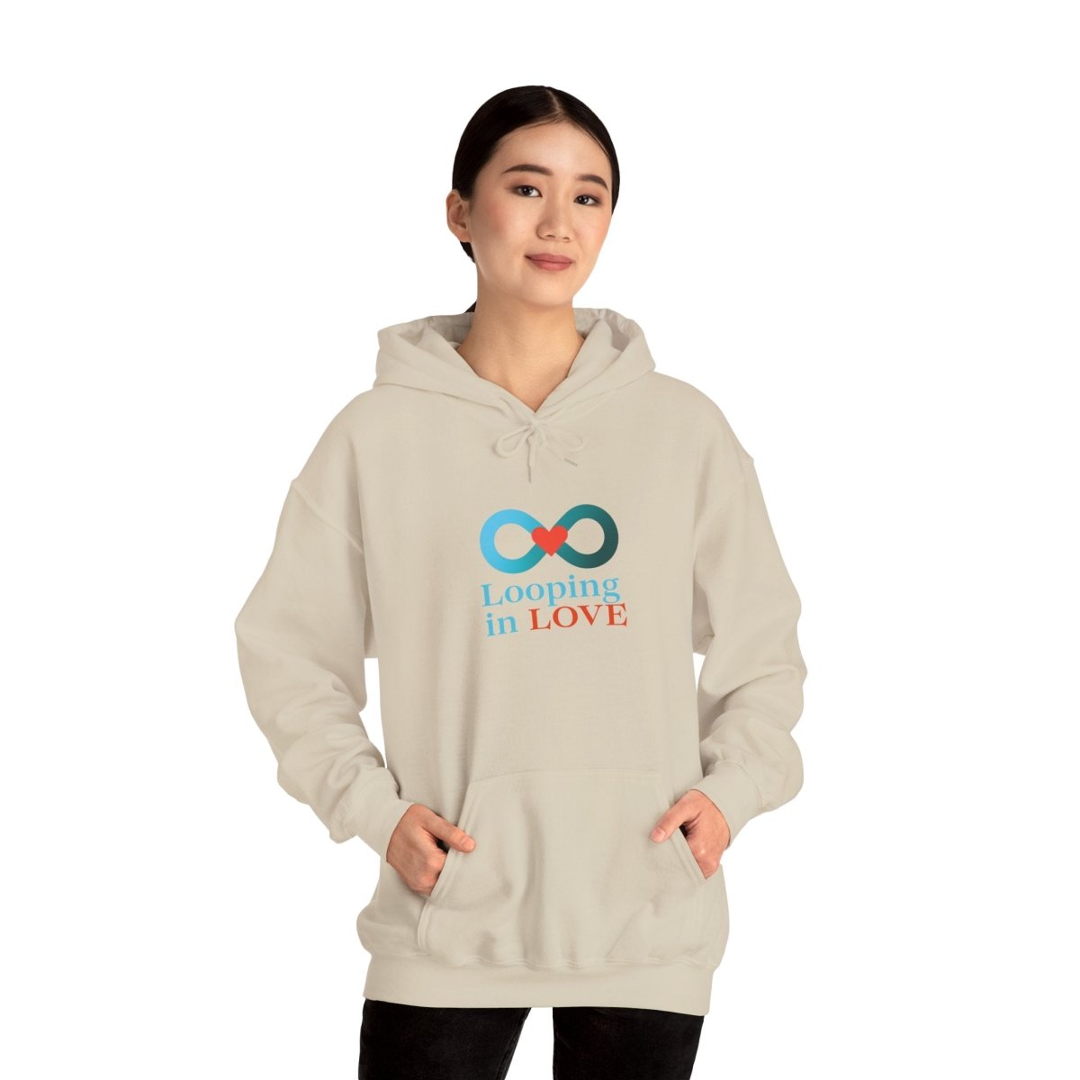 "Looping in LOVE" Unisex Hooded Sweatshirt Cozy Gift for Couples, Valentine's Day, Matching Sweatshirts, Love Apparel, Cute Hoodies - AI Tee Hero