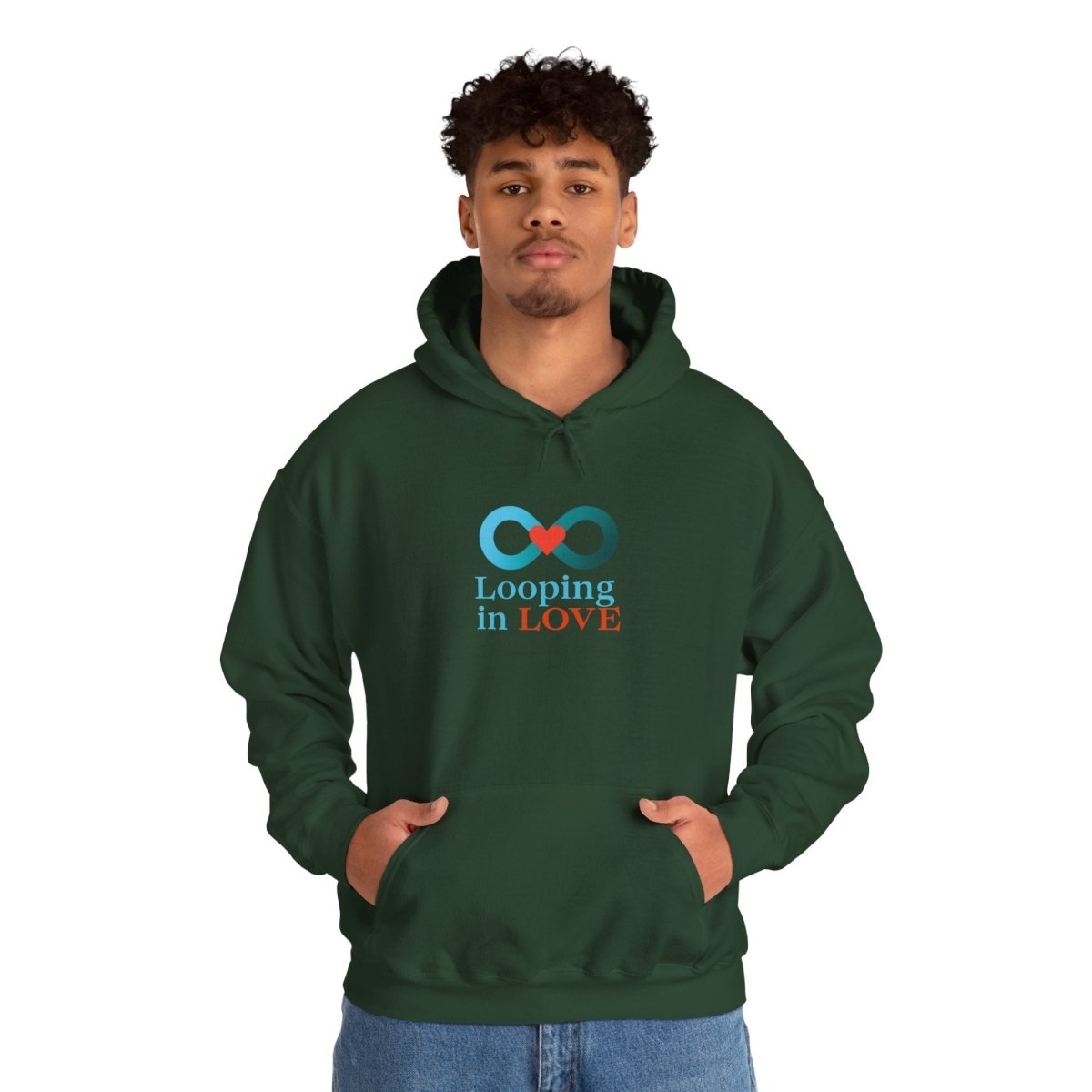 "Looping in LOVE" Unisex Hooded Sweatshirt Cozy Gift for Couples, Valentine's Day, Matching Sweatshirts, Love Apparel, Cute Hoodies - AI Tee Hero