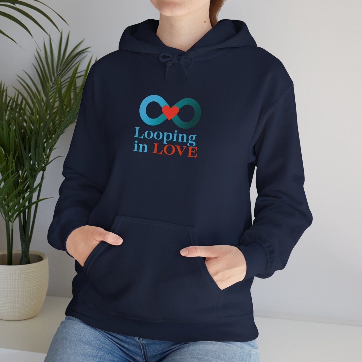 "Looping in LOVE" Unisex Hooded Sweatshirt Cozy Gift for Couples, Valentine's Day, Matching Sweatshirts, Love Apparel, Cute Hoodies - AI Tee Hero