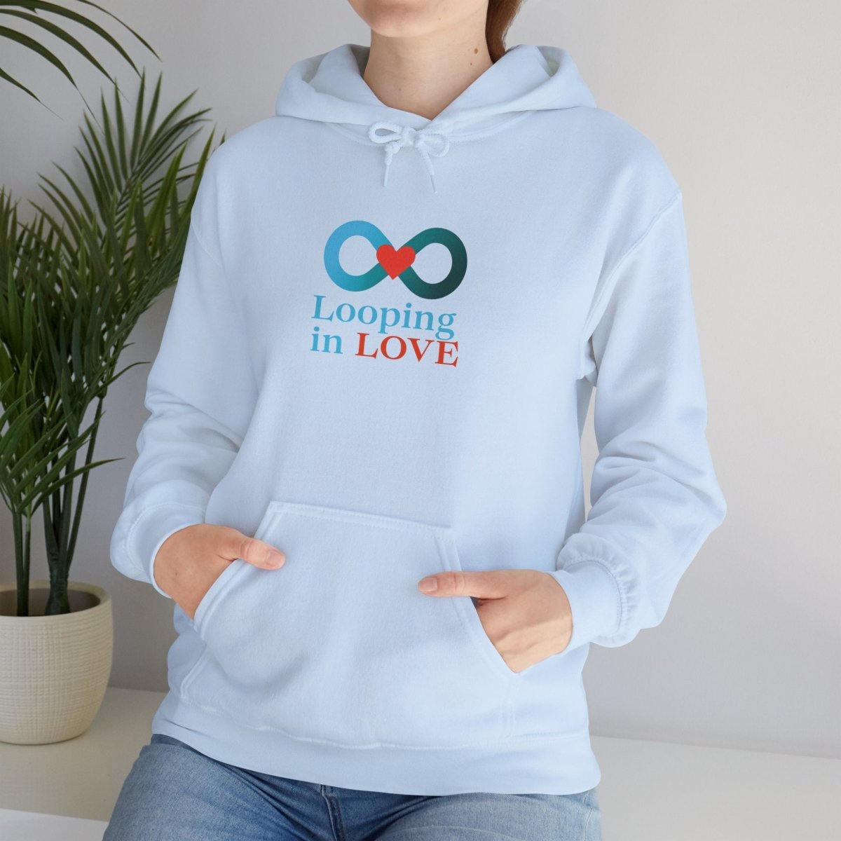"Looping in LOVE" Unisex Hooded Sweatshirt Cozy Gift for Couples, Valentine's Day, Matching Sweatshirts, Love Apparel, Cute Hoodies - AI Tee Hero