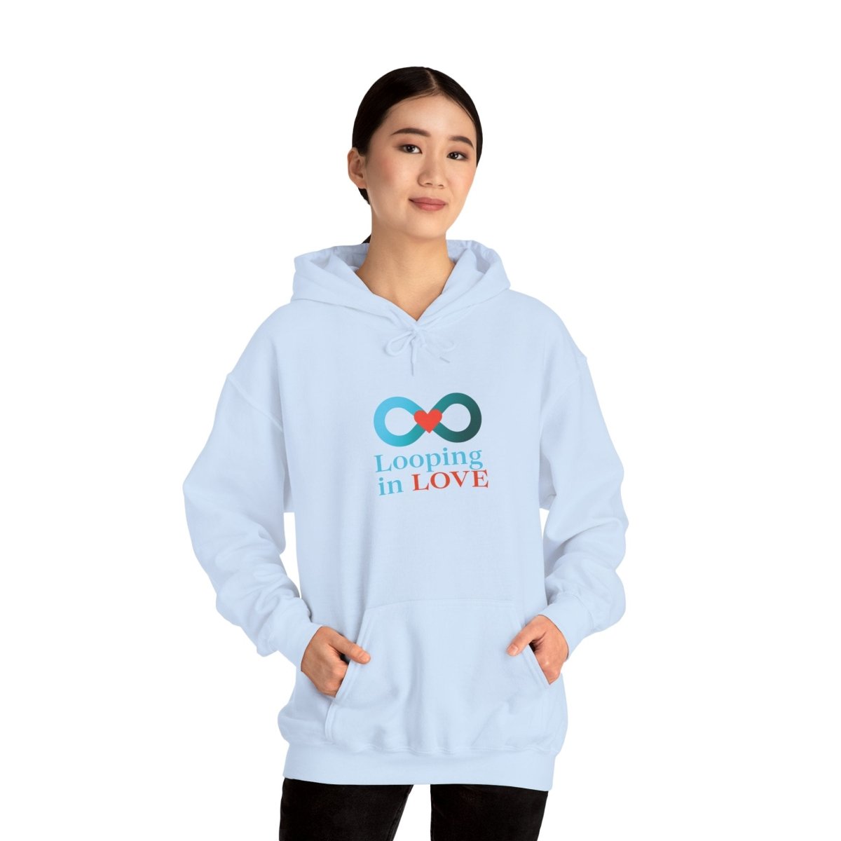 "Looping in LOVE" Unisex Hooded Sweatshirt Cozy Gift for Couples, Valentine's Day, Matching Sweatshirts, Love Apparel, Cute Hoodies - AI Tee Hero