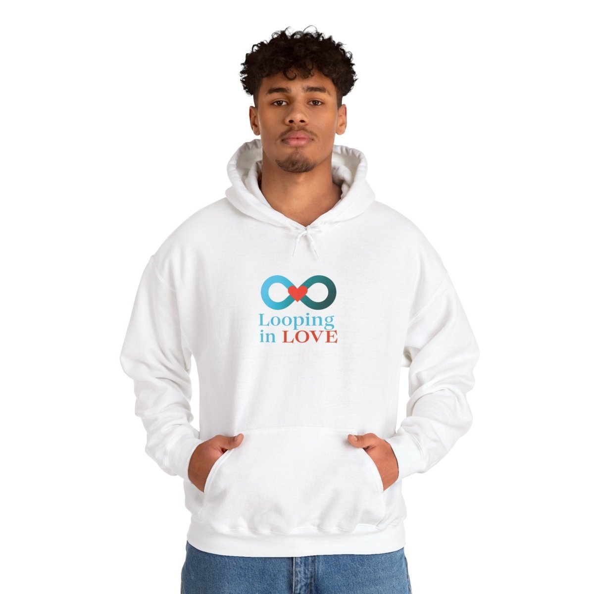 "Looping in LOVE" Unisex Hooded Sweatshirt Cozy Gift for Couples, Valentine's Day, Matching Sweatshirts, Love Apparel, Cute Hoodies - AI Tee Hero
