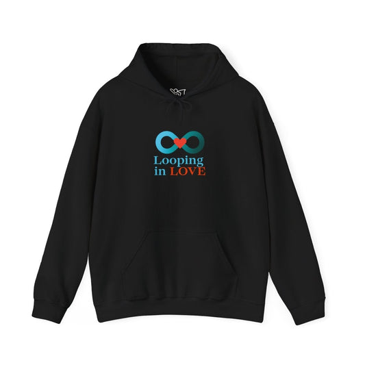 "Looping in LOVE" Unisex Hooded Sweatshirt Cozy Gift for Couples, Valentine's Day, Matching Sweatshirts, Love Apparel, Cute Hoodies - AI Tee Hero
