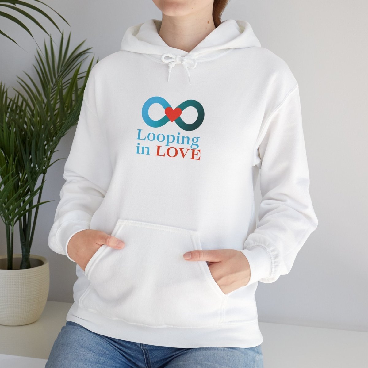 "Looping in LOVE" Unisex Hooded Sweatshirt Cozy Gift for Couples, Valentine's Day, Matching Sweatshirts, Love Apparel, Cute Hoodies - AI Tee Hero