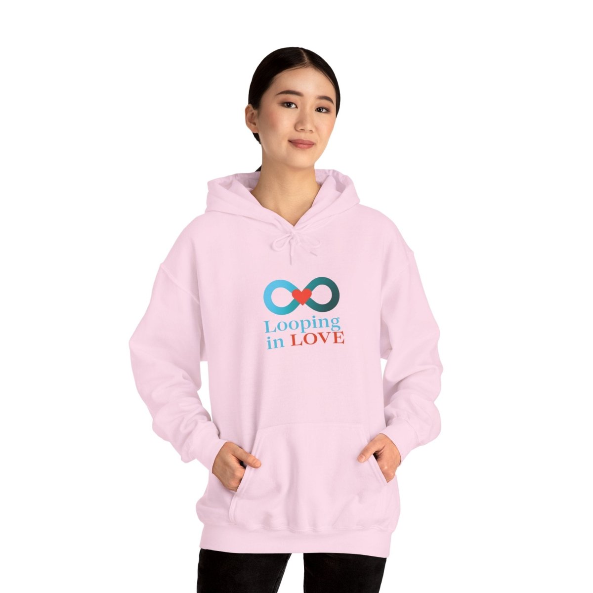 "Looping in LOVE" Unisex Hooded Sweatshirt Cozy Gift for Couples, Valentine's Day, Matching Sweatshirts, Love Apparel, Cute Hoodies - AI Tee Hero