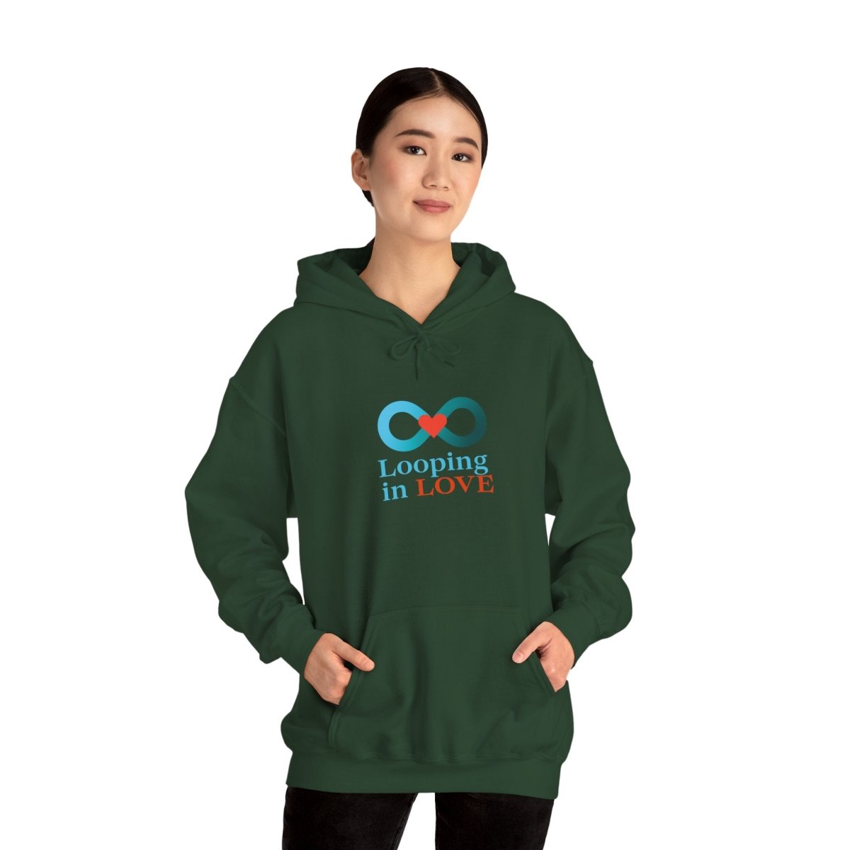 "Looping in LOVE" Unisex Hooded Sweatshirt Cozy Gift for Couples, Valentine's Day, Matching Sweatshirts, Love Apparel, Cute Hoodies - AI Tee Hero