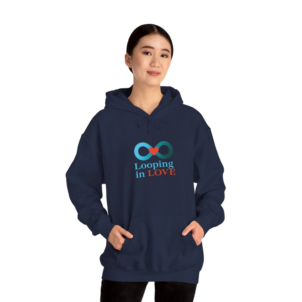 "Looping in LOVE" Unisex Hooded Sweatshirt Cozy Gift for Couples, Valentine's Day, Matching Sweatshirts, Love Apparel, Cute Hoodies - AI Tee Hero