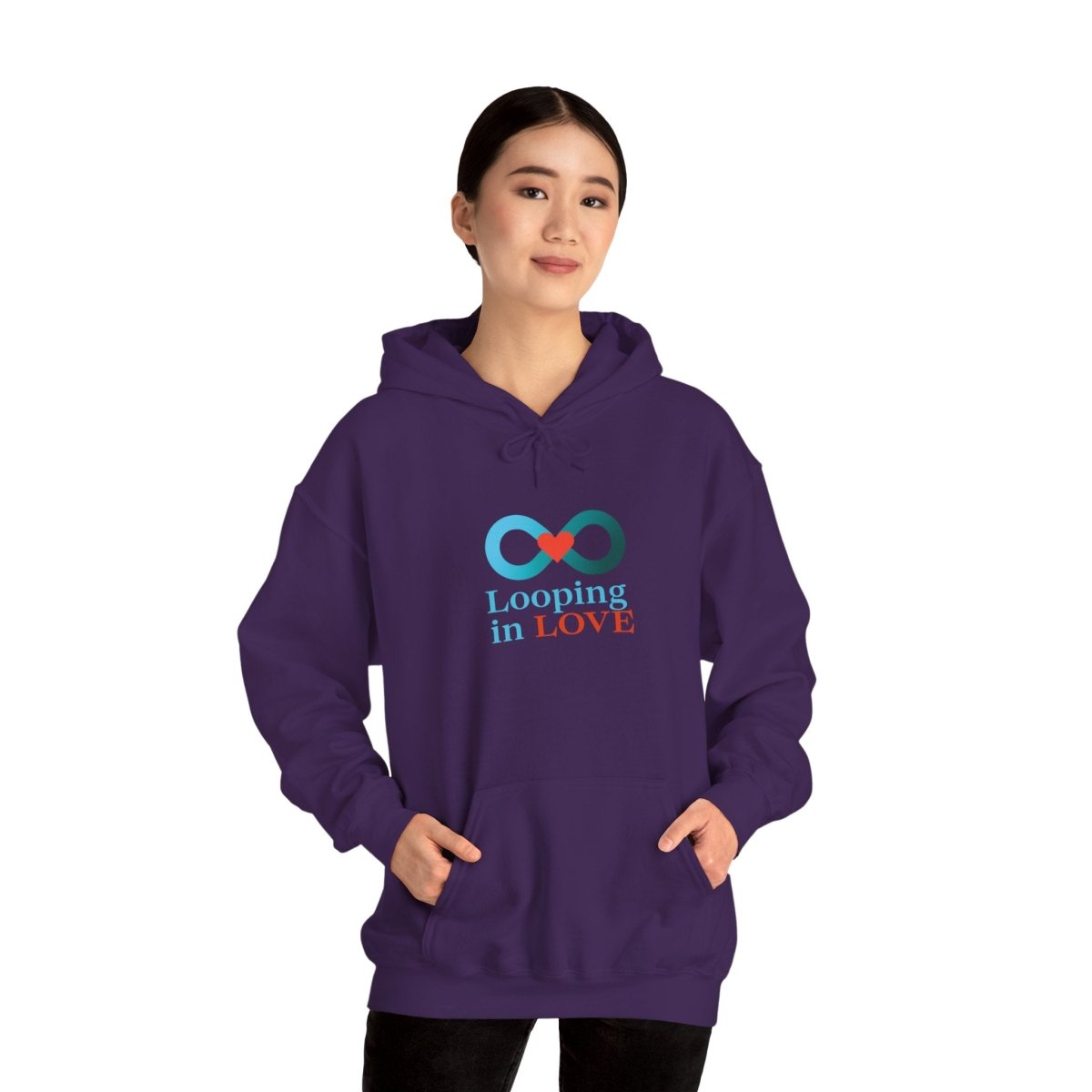 "Looping in LOVE" Unisex Hooded Sweatshirt Cozy Gift for Couples, Valentine's Day, Matching Sweatshirts, Love Apparel, Cute Hoodies - AI Tee Hero
