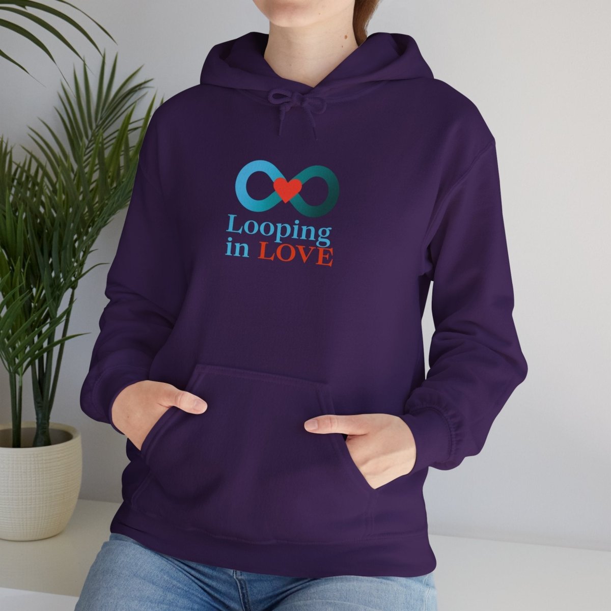 "Looping in LOVE" Unisex Hooded Sweatshirt Cozy Gift for Couples, Valentine's Day, Matching Sweatshirts, Love Apparel, Cute Hoodies - AI Tee Hero