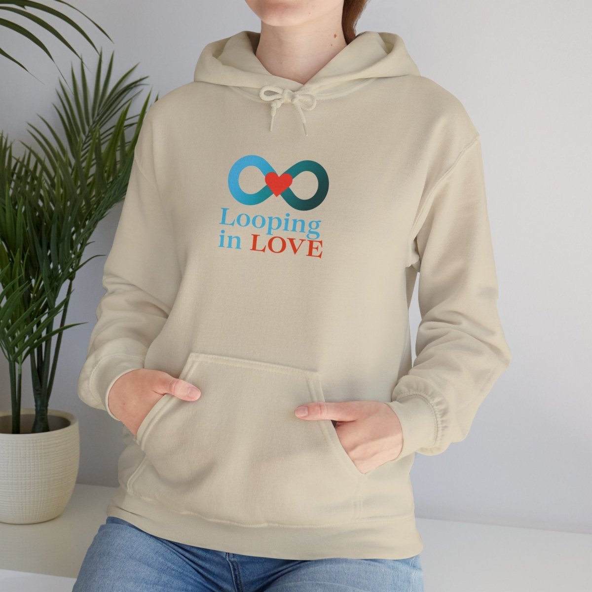 "Looping in LOVE" Unisex Hooded Sweatshirt Cozy Gift for Couples, Valentine's Day, Matching Sweatshirts, Love Apparel, Cute Hoodies - AI Tee Hero