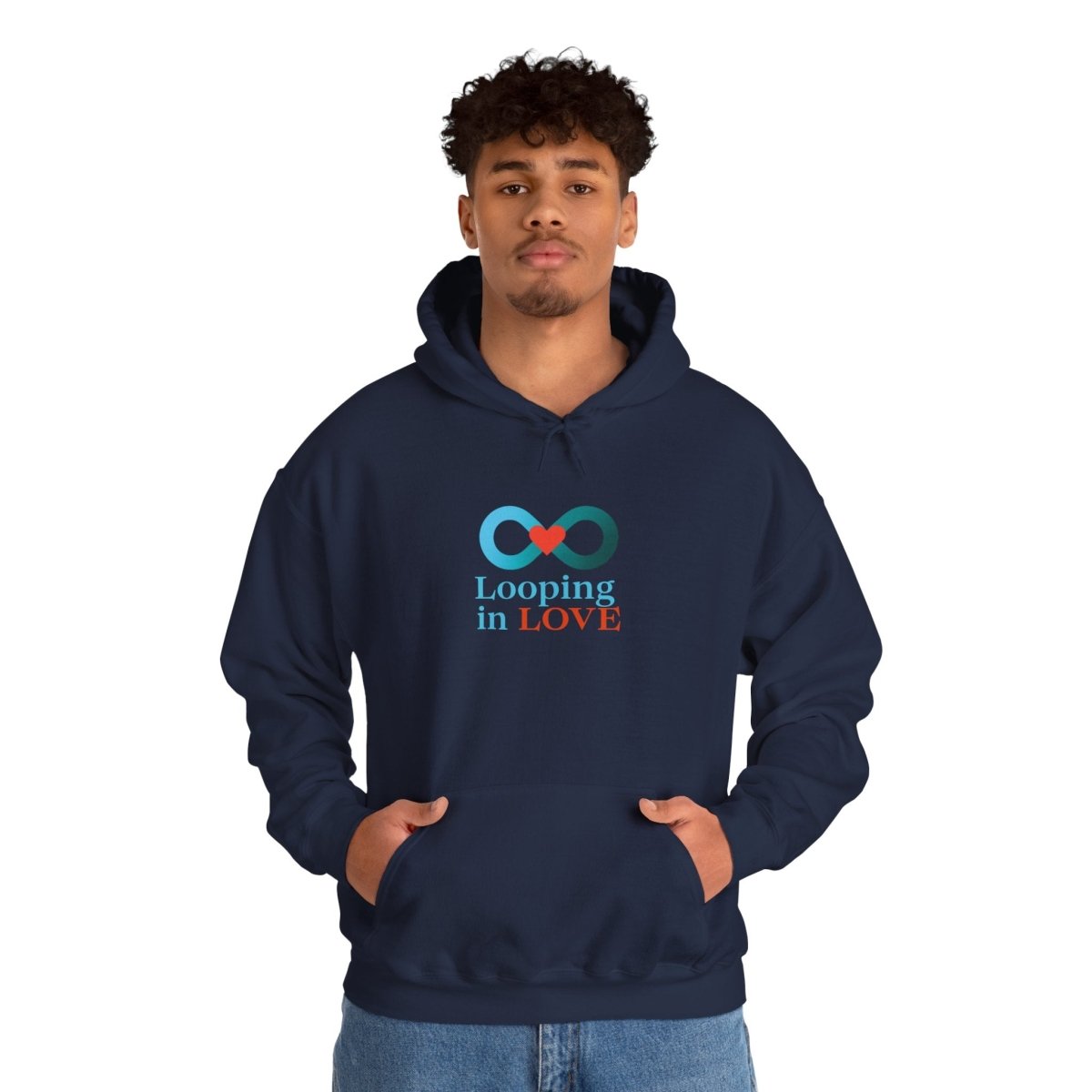 "Looping in LOVE" Unisex Hooded Sweatshirt Cozy Gift for Couples, Valentine's Day, Matching Sweatshirts, Love Apparel, Cute Hoodies - AI Tee Hero