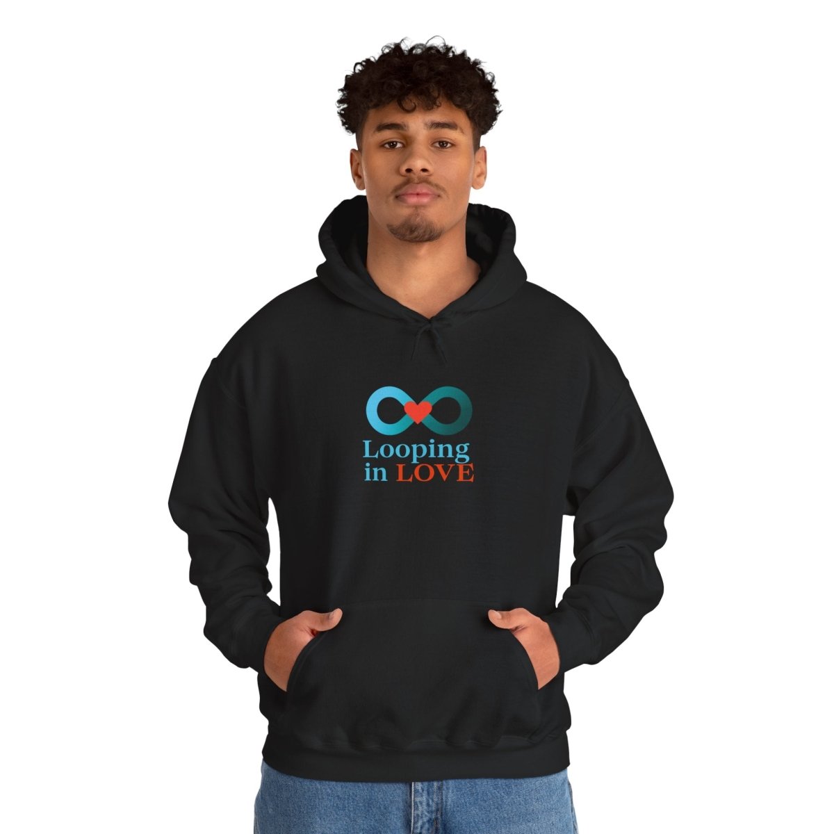 "Looping in LOVE" Unisex Hooded Sweatshirt Cozy Gift for Couples, Valentine's Day, Matching Sweatshirts, Love Apparel, Cute Hoodies - AI Tee Hero