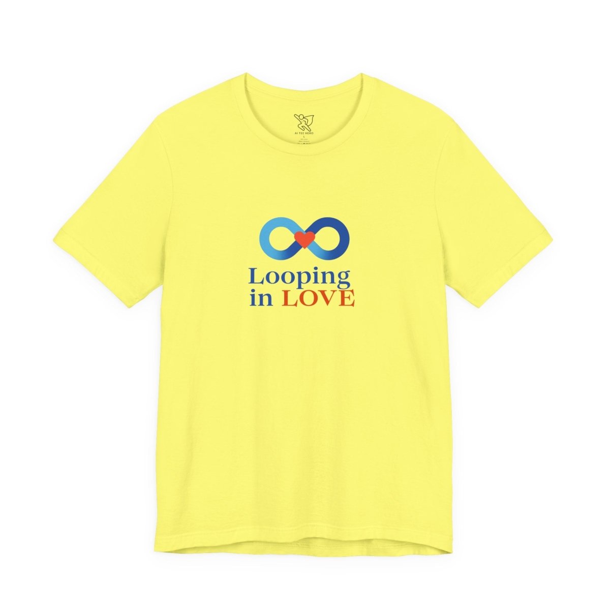 "Looping in LOVE" Unisex Tee | Perfect Gift for Couples, Valentine's Day, Anniversary, Casual Wear, Love Theme CW - 1 Blue - AI Tee Hero
