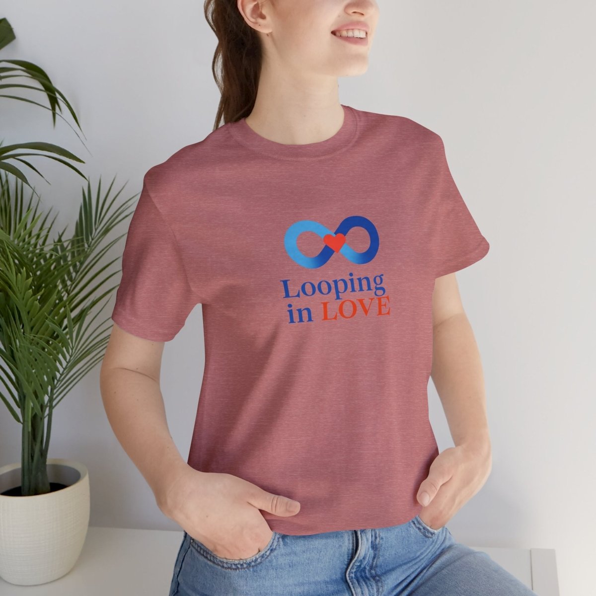"Looping in LOVE" Unisex Tee | Perfect Gift for Couples, Valentine's Day, Anniversary, Casual Wear, Love Theme CW - 1 Blue - AI Tee Hero