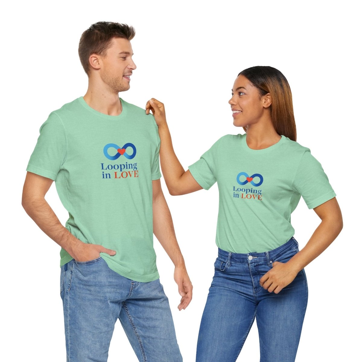 "Looping in LOVE" Unisex Tee | Perfect Gift for Couples, Valentine's Day, Anniversary, Casual Wear, Love Theme CW - 1 Blue - AI Tee Hero