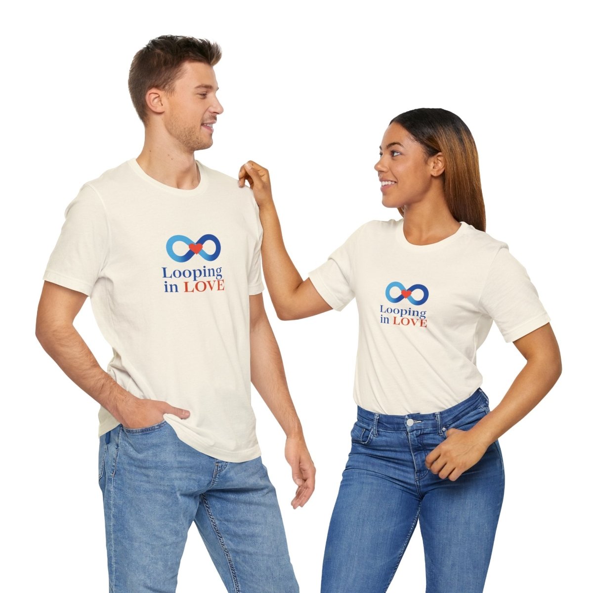 "Looping in LOVE" Unisex Tee | Perfect Gift for Couples, Valentine's Day, Anniversary, Casual Wear, Love Theme CW - 1 Blue - AI Tee Hero