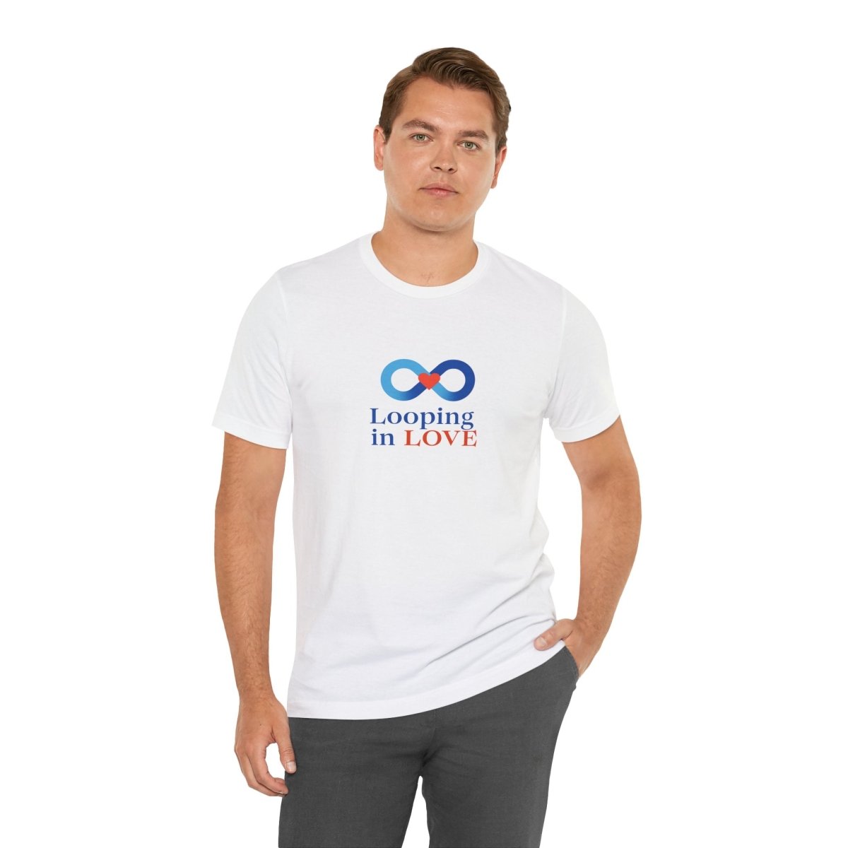 "Looping in LOVE" Unisex Tee | Perfect Gift for Couples, Valentine's Day, Anniversary, Casual Wear, Love Theme CW - 1 Blue - AI Tee Hero