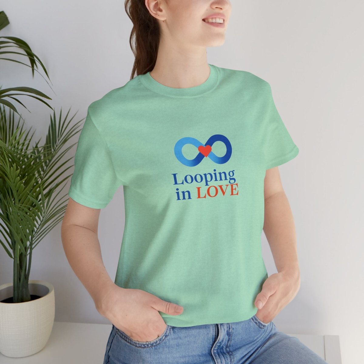 "Looping in LOVE" Unisex Tee | Perfect Gift for Couples, Valentine's Day, Anniversary, Casual Wear, Love Theme CW - 1 Blue - AI Tee Hero