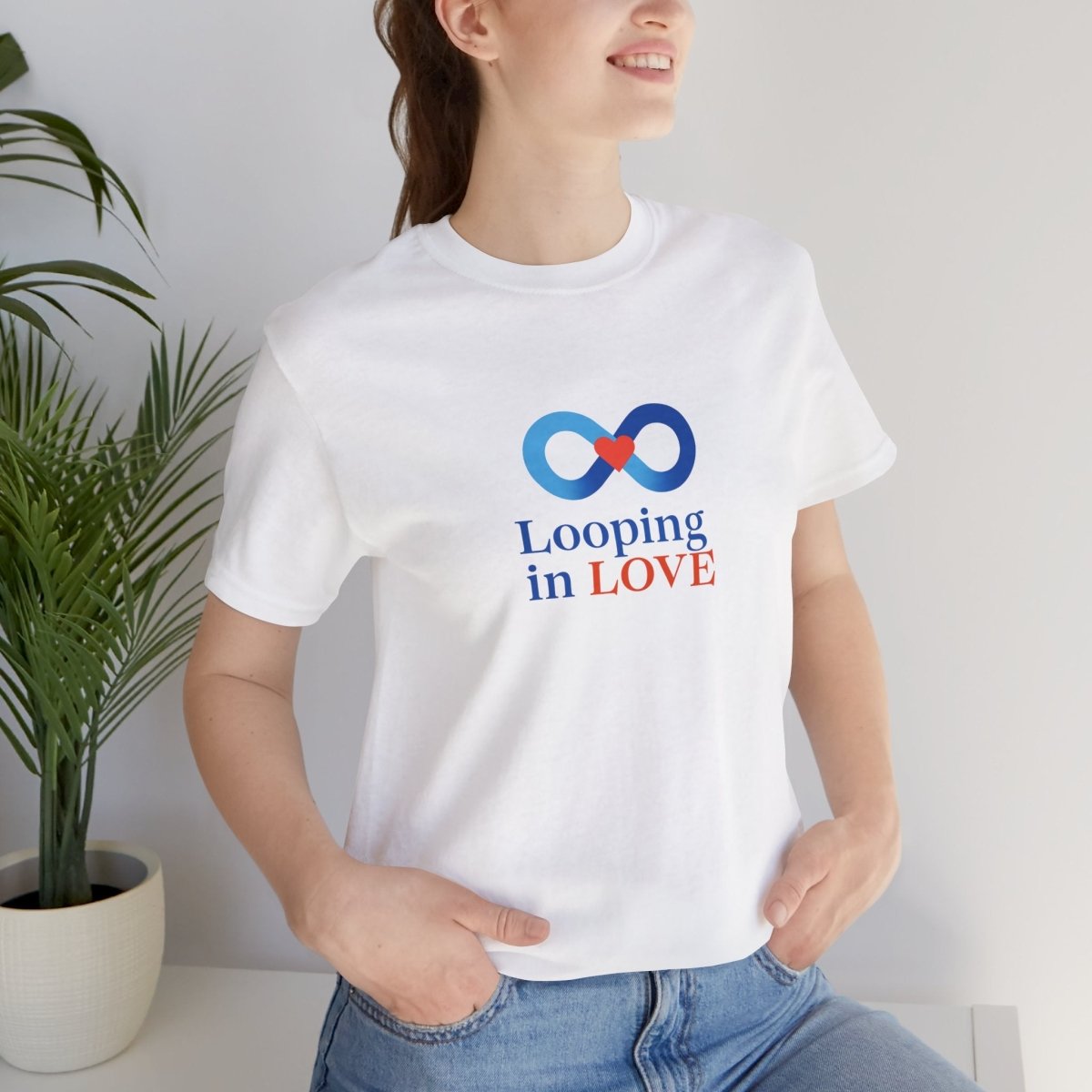 "Looping in LOVE" Unisex Tee | Perfect Gift for Couples, Valentine's Day, Anniversary, Casual Wear, Love Theme CW - 1 Blue - AI Tee Hero