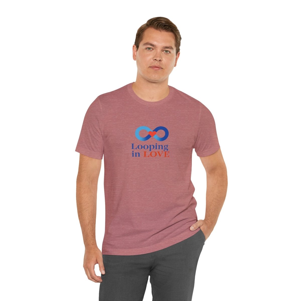 "Looping in LOVE" Unisex Tee | Perfect Gift for Couples, Valentine's Day, Anniversary, Casual Wear, Love Theme CW - 1 Blue - AI Tee Hero