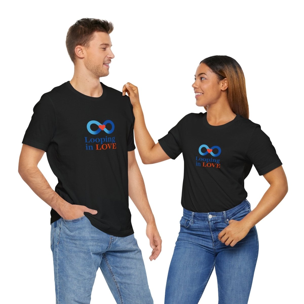 "Looping in LOVE" Unisex Tee | Perfect Gift for Couples, Valentine's Day, Anniversary, Casual Wear, Love Theme CW - 1 Blue - AI Tee Hero