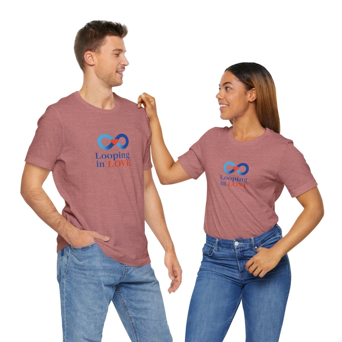 "Looping in LOVE" Unisex Tee | Perfect Gift for Couples, Valentine's Day, Anniversary, Casual Wear, Love Theme CW - 1 Blue - AI Tee Hero