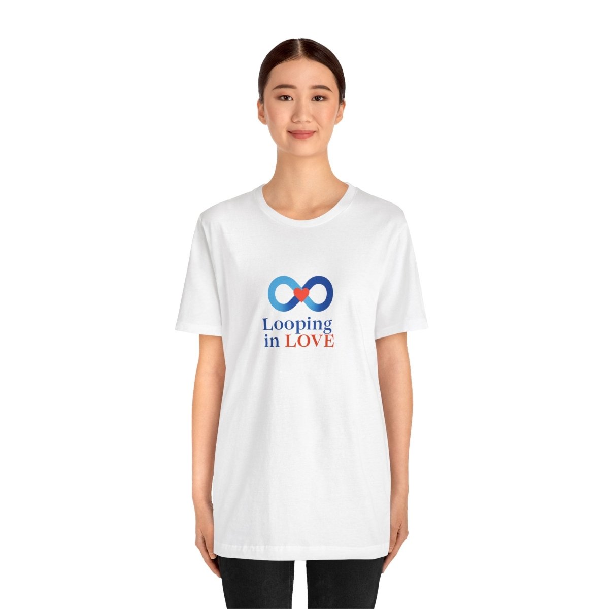 "Looping in LOVE" Unisex Tee | Perfect Gift for Couples, Valentine's Day, Anniversary, Casual Wear, Love Theme CW - 1 Blue - AI Tee Hero