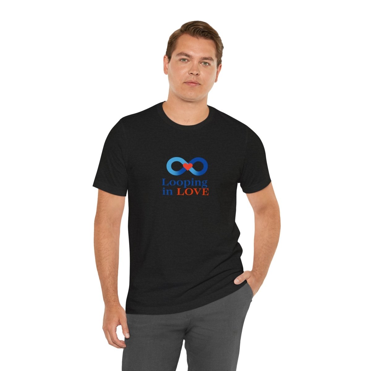 "Looping in LOVE" Unisex Tee | Perfect Gift for Couples, Valentine's Day, Anniversary, Casual Wear, Love Theme CW - 1 Blue - AI Tee Hero