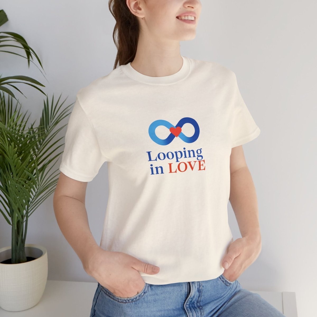 "Looping in LOVE" Unisex Tee | Perfect Gift for Couples, Valentine's Day, Anniversary, Casual Wear, Love Theme CW - 1 Blue - AI Tee Hero