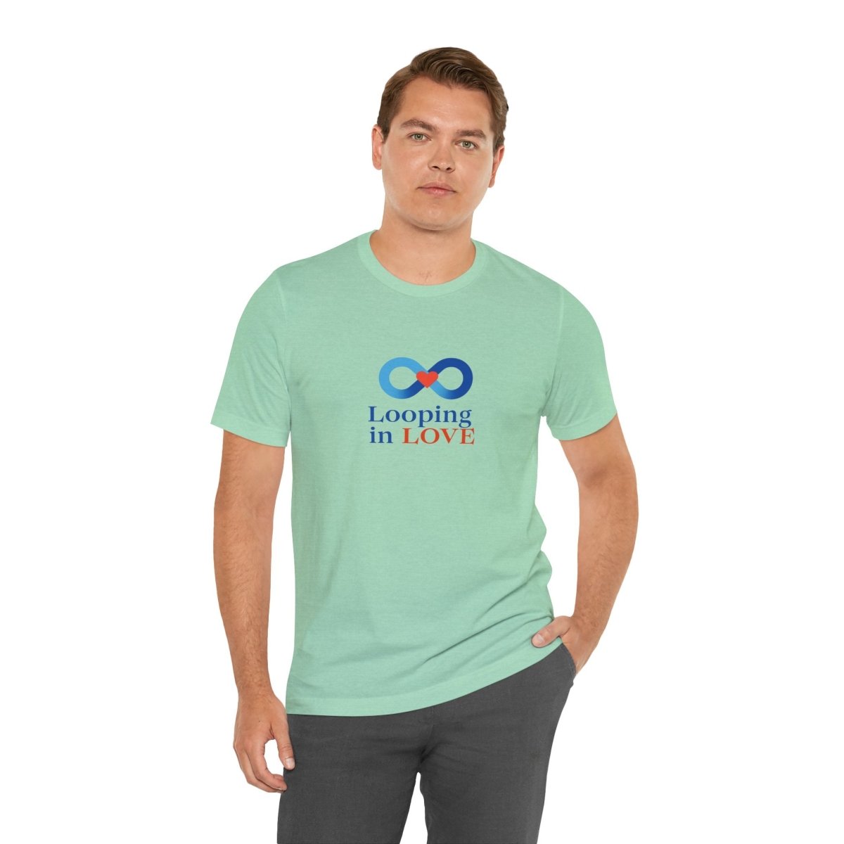 "Looping in LOVE" Unisex Tee | Perfect Gift for Couples, Valentine's Day, Anniversary, Casual Wear, Love Theme CW - 1 Blue - AI Tee Hero