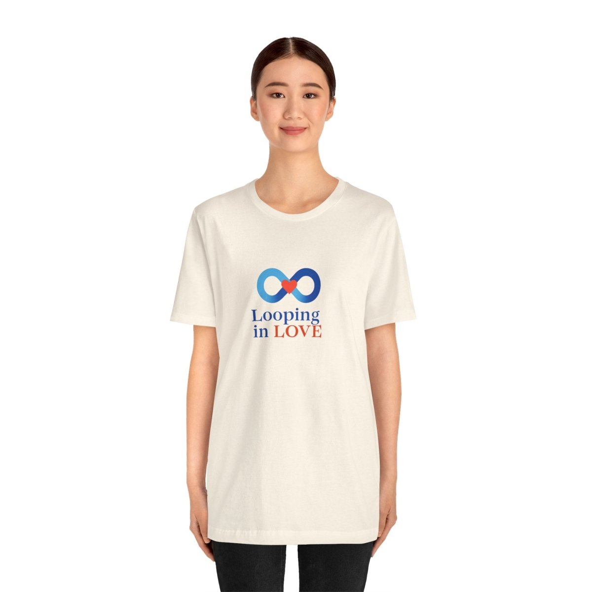 "Looping in LOVE" Unisex Tee | Perfect Gift for Couples, Valentine's Day, Anniversary, Casual Wear, Love Theme CW - 1 Blue - AI Tee Hero