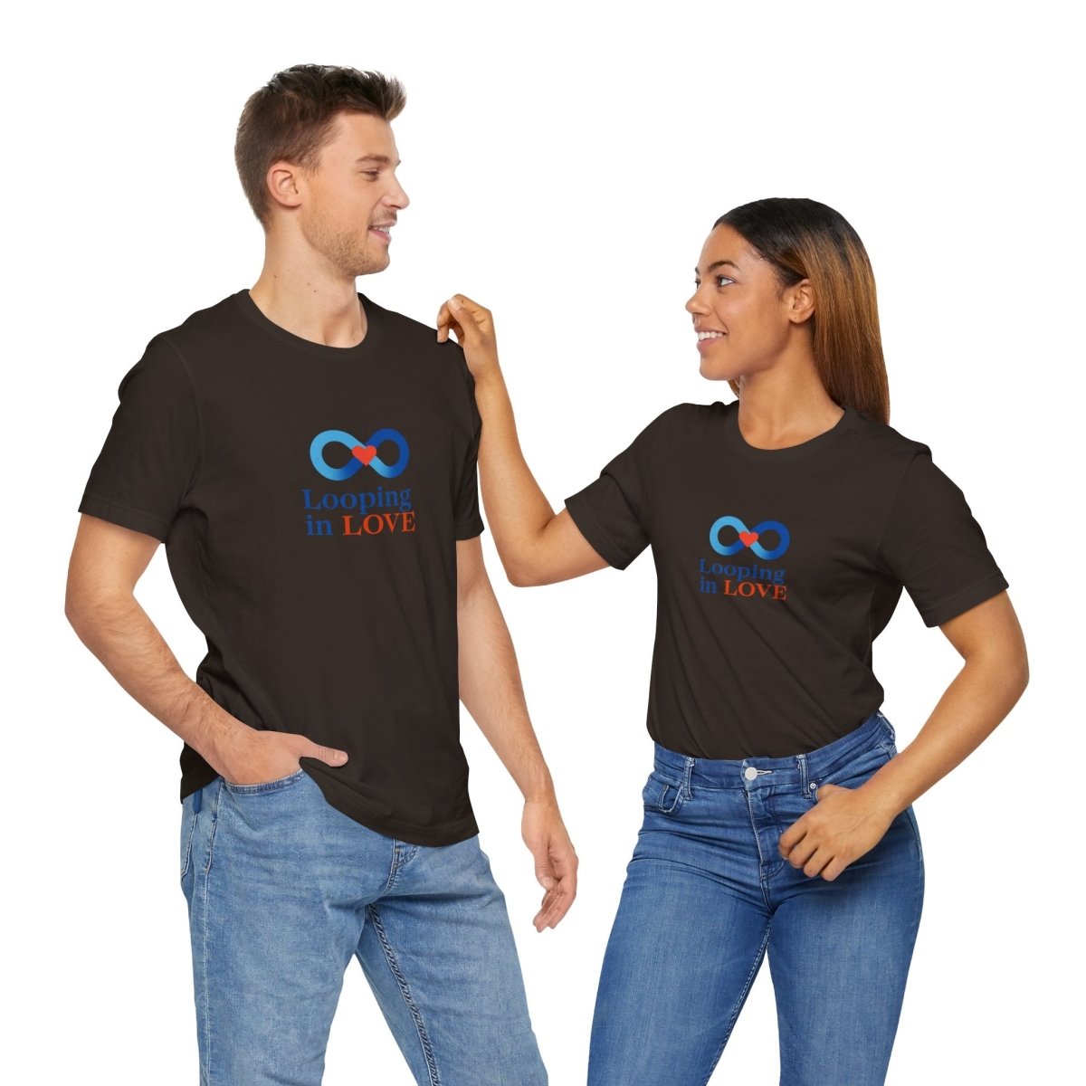 "Looping in LOVE" Unisex Tee | Perfect Gift for Couples, Valentine's Day, Anniversary, Casual Wear, Love Theme CW - 1 Blue - AI Tee Hero
