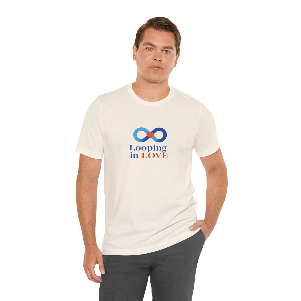 "Looping in LOVE" Unisex Tee | Perfect Gift for Couples, Valentine's Day, Anniversary, Casual Wear, Love Theme CW - 1 Blue - AI Tee Hero
