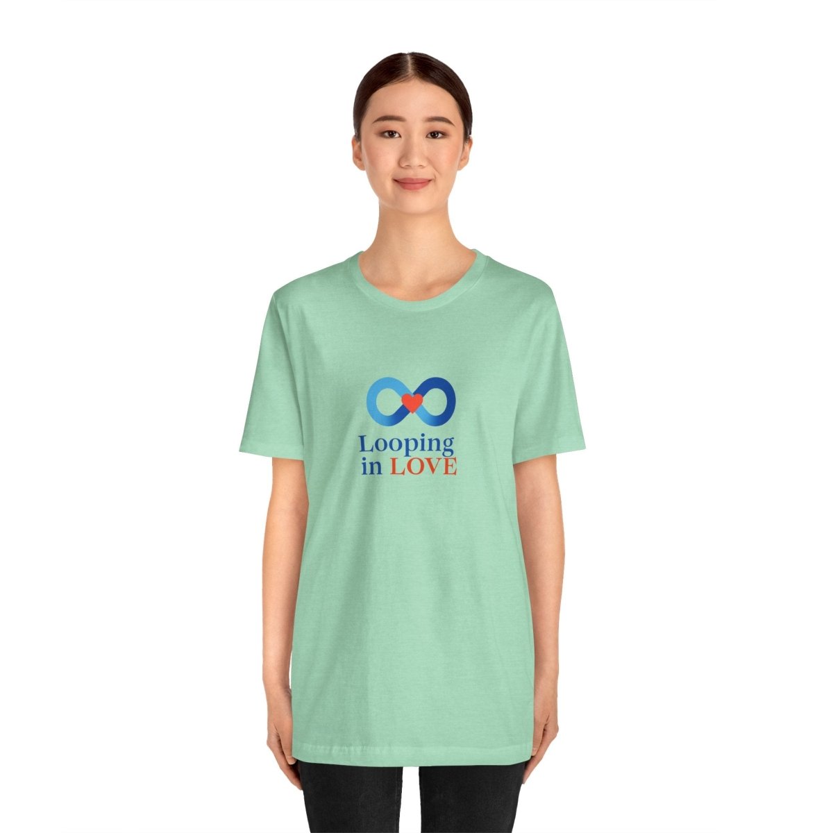 "Looping in LOVE" Unisex Tee | Perfect Gift for Couples, Valentine's Day, Anniversary, Casual Wear, Love Theme CW - 1 Blue - AI Tee Hero