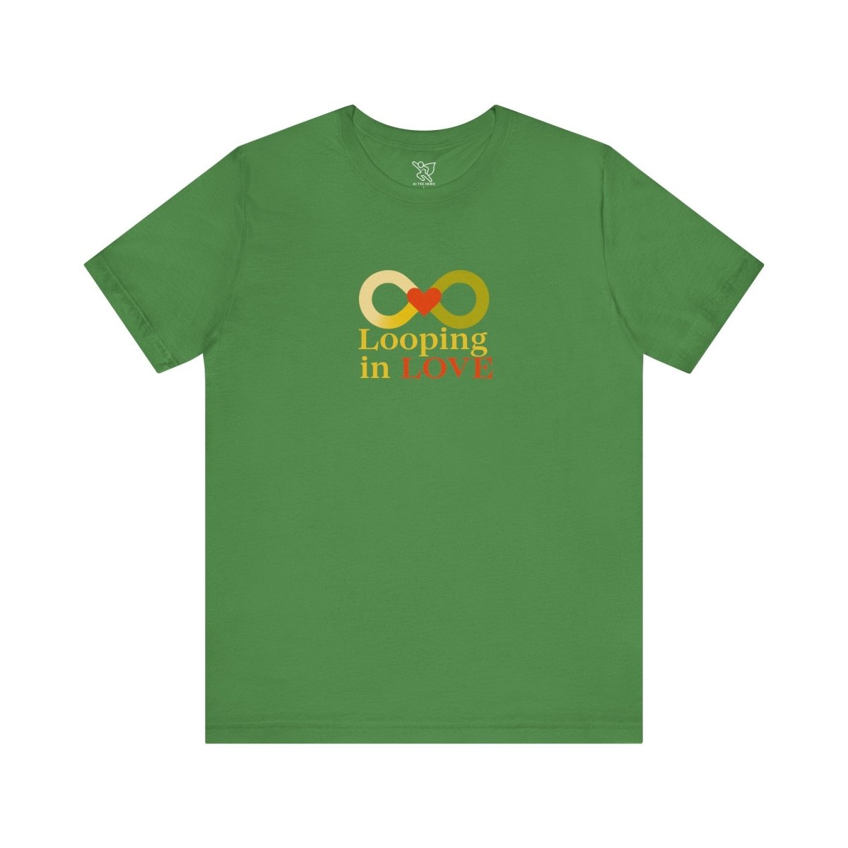 "Looping in LOVE" Unisex Tee | Perfect Gift for Couples, Valentine's Day, Anniversary, Casual Wear, Love Theme CW - 1 Yellow Orange - AI Tee Hero