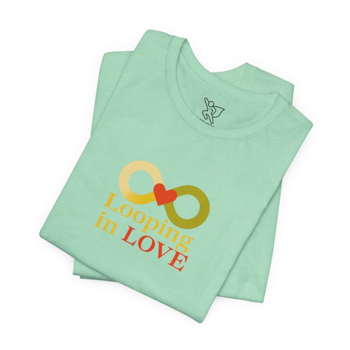 "Looping in LOVE" Unisex Tee | Perfect Gift for Couples, Valentine's Day, Anniversary, Casual Wear, Love Theme CW - 1 Yellow Orange - AI Tee Hero