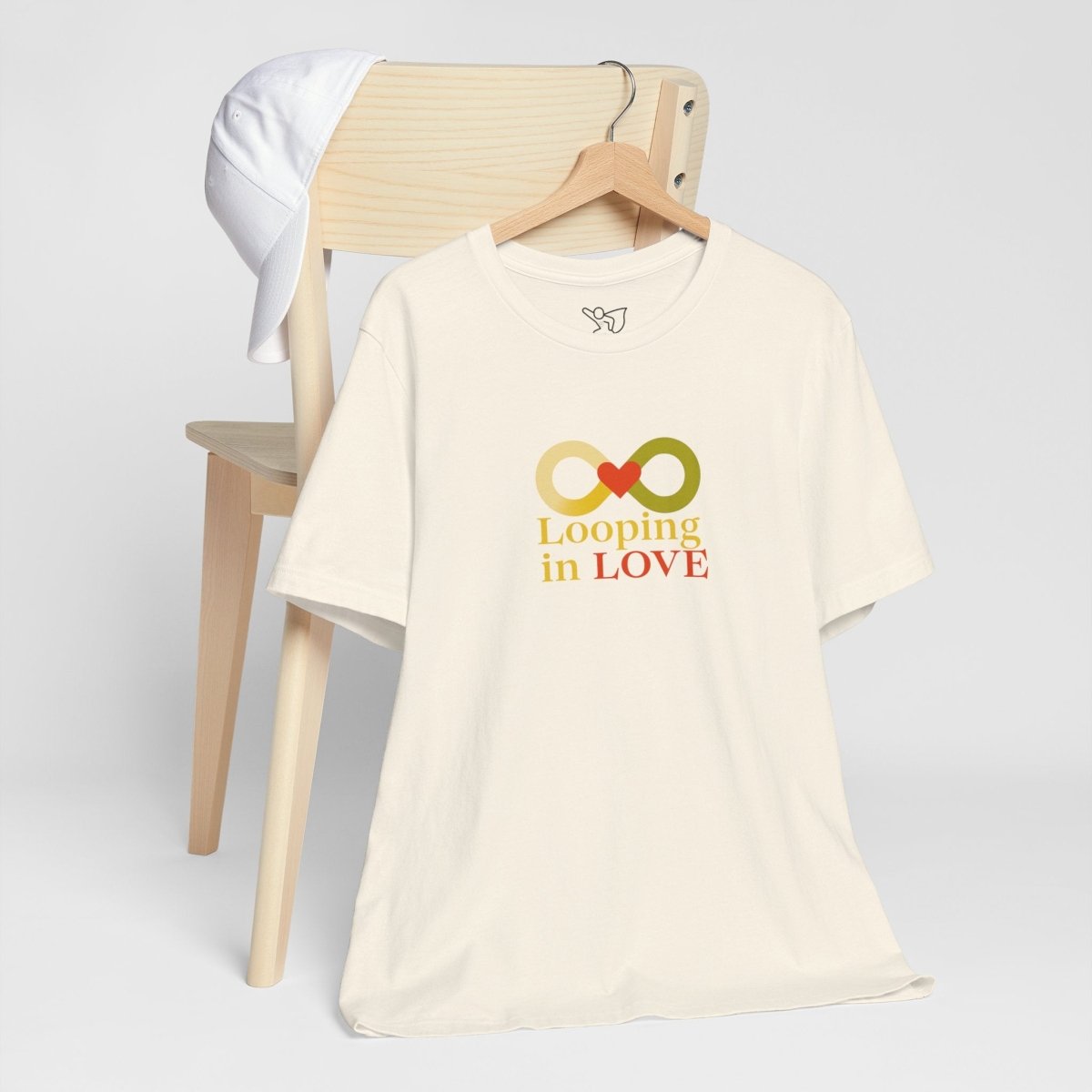 "Looping in LOVE" Unisex Tee | Perfect Gift for Couples, Valentine's Day, Anniversary, Casual Wear, Love Theme CW - 1 Yellow Orange - AI Tee Hero